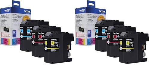Image of Brother Genuine Standard Yield Color Ink Cartridges, LC1013PKS, Cyan, Magenta, Yellow, 300 Pages /Cartridge, 3 Count (Pack of 2)