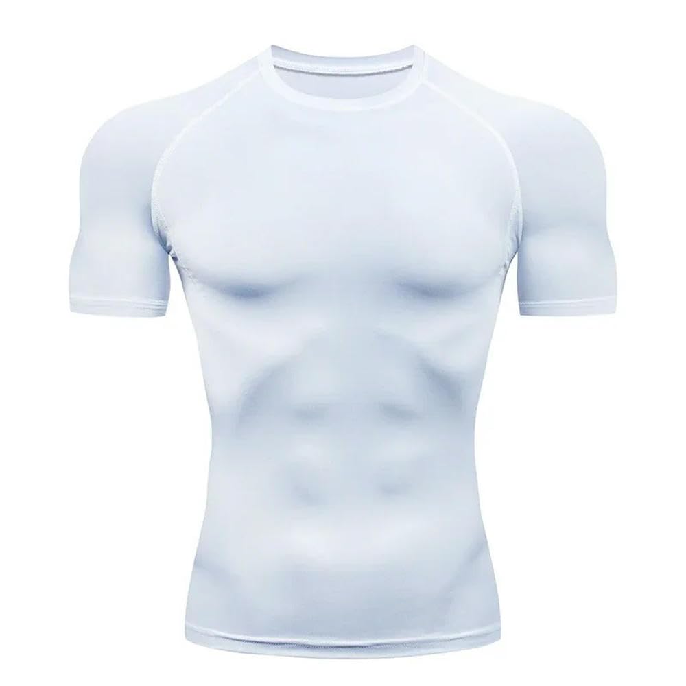 DYRBF - Camiseta de compresión para hombre, secado rápido, para fútbol, fitness, gimnasio, deporte, manga corta, transpirable
