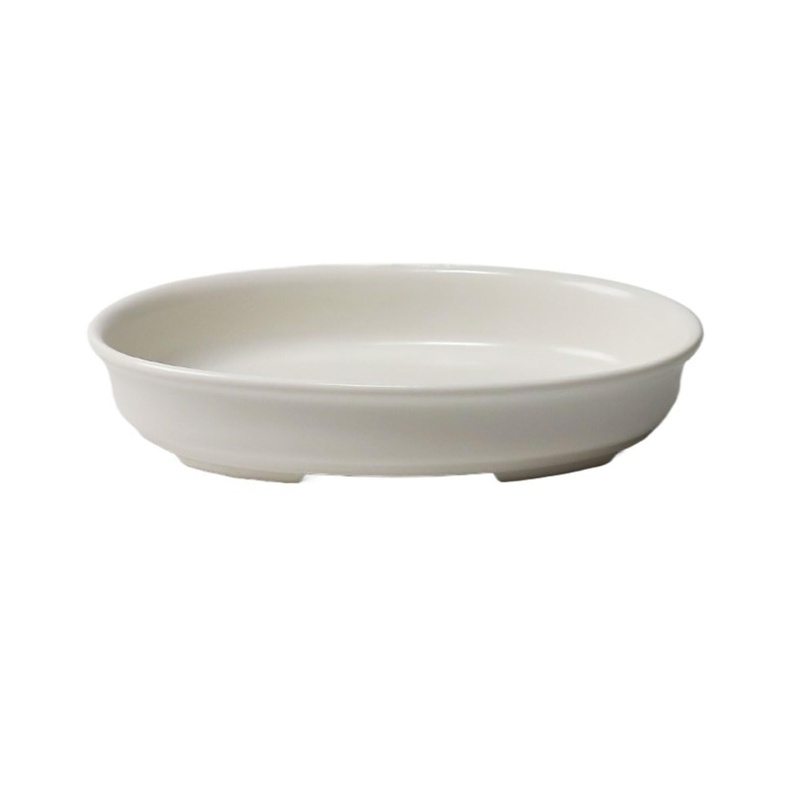 K5C7S3W9D6 plant dish saucer Oval Desktop Ceramic Flower-arranging Vessels Home Garden Plant Drip Tray(White)