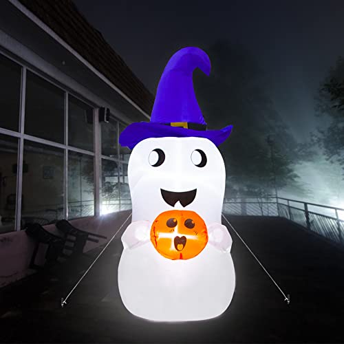 5Ft Giant Halloween Inflatable Outdoor Decorations, Halloween Inflatables Yard Decoration With Build-In Flashing Led Light, Pumpkin Ghost Party Blow Up Decor For Outdoor Pathway Garden Yard Lawn #TOP6