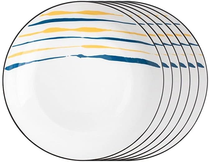 Talerze ceramiczne, zestaw 6 sztuk, okrągłe talerze do makaronu, stek, przystawki, nadają się do kuchenki mikrofalowej i zmywarki, 6 szt. 7 cali