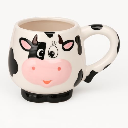 Gissed Taza de Cerámica Diseño Vaca, 380 ml, Blanco y Negro, para Café y Leche Gissed Taza de Cerámica Diseño Vaca, 380 ml, Blanco y Negro, para Café y Leche
