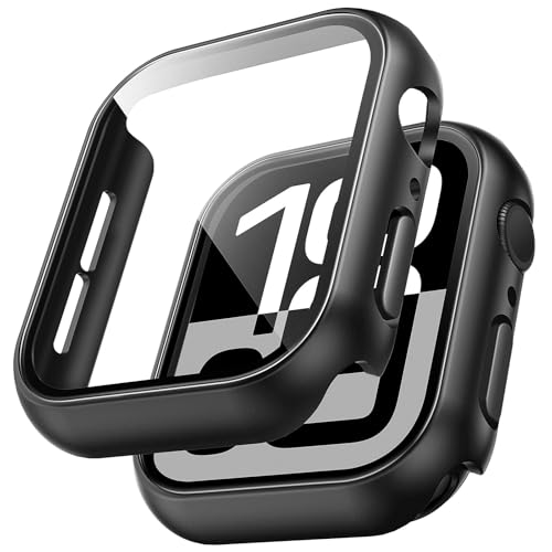 Image of VEMIGON Hard PC Case Compatible with Apple Watch Series 11 /10 46mm with Tempered Glass Full Screen Protector, Full Coverage, Touch Sensitive, Ultra-Thin HD Bumper Protective Cover for iWatch (Black)