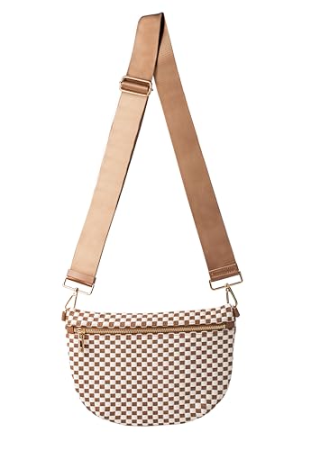 Zyberion Woven Bum Bag for Women Vegan Leather Crossbodys Bag with Adjustable Strap and Multiple Pockets