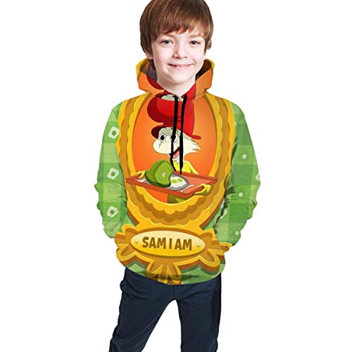 Maichengxuan Verde Huevos y Jamón Novedad Juvenil Sudadera con capucha Sudaderas Lindo para Adolescentes