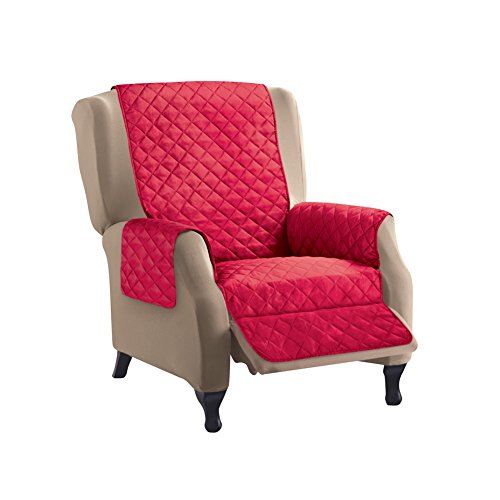 Collections Etc Reversible Quilted Furniture Protector Cover, Red/Cream, Recliner #TOP23