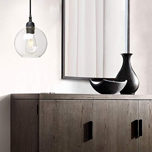 Yosoan Semi Flush Mount Hanging Lighting, 1-Light Vintage Industrial Wall Light Fixture With 6.9" Globe Clear Glass Shade Pendant Lighting #TOP3