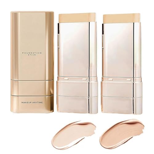 Vivien Beauty Foundation Stick, 2 in 1 Vivienbeauty Foundation Make up with Built-In Brush, Longwear Natural Finish for All Skin Types (1# + 2#)