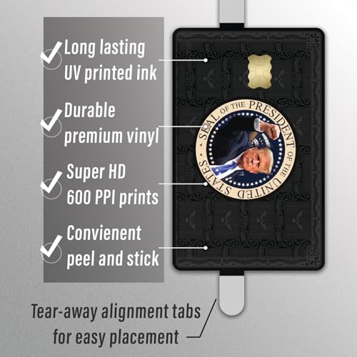 KCD Donald Trump Credit Card Skin Sticker – 3 Pack – Gold, Silver, Black Wrap Cover Decal – Donald J. Trump Face Design – MAGA Wallet Accessory – Trump Supporter Gift - CCS024 (Black)3