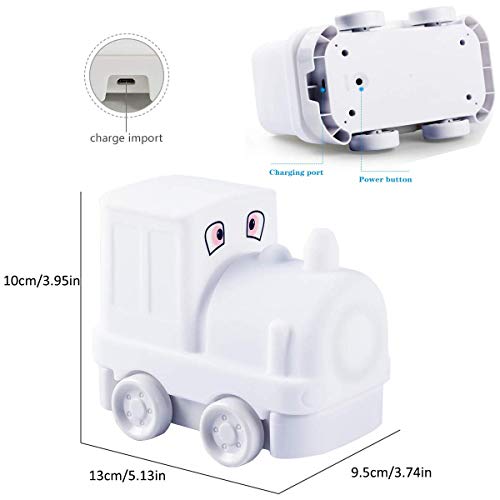 Image of Night Light Kids with Cute Train Design Children's Room LED Bedside Lamp with Changeable RGB Colors Rechargeable Night Light Compatible with Touch Control & Remote Control - Train