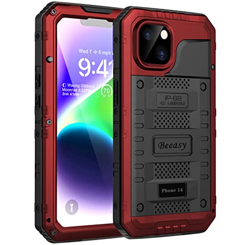 Beeasy for iPhone 14 Case Waterproof Heavy Duty Shockproof Tough Metal Armour Cover Dustproof Built-in Screen Protector