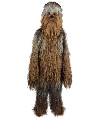 Halloween Party Online Hairy Warrior Ape Military Leader Resistance Red Cosplay Costume and Wig, Multiple Color Options (Large/XL, Grey Brown)