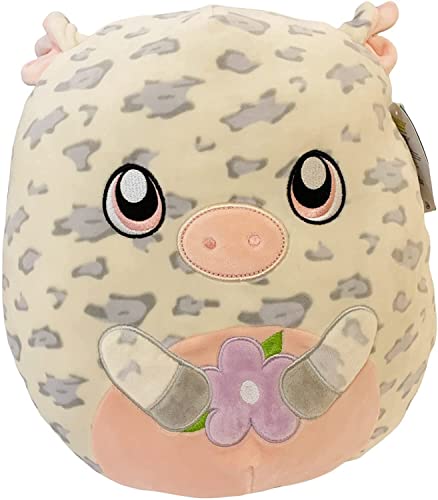 Peluche Squishmallows cochon 30 cm rose avec fleur pour lit enfant et deco chambre douce