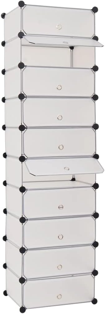 vidaXL Shoe Organizer White Plastic panels, Steel frames Shoe Organizer