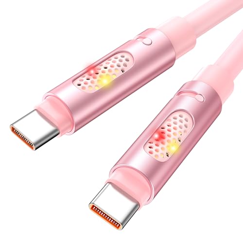 【Luce RGB Intermittente – Interruttore Rotante】Quando si utilizza il cavo usb c usb c per collegare e caricare il dispositivo a una fonte di alimentazione, la luce mostrerà un effetto di lampeggiamento lento quando si ruota il connettore verso sinistra. La luce è morbida e non abbagliante, perfetta per l'uso al buio e ti aiuta a trovare più facilmente il tuo dispositivo. Gira la spina verso destra per spegnere la luce e potrai dormire sonni tranquilli.