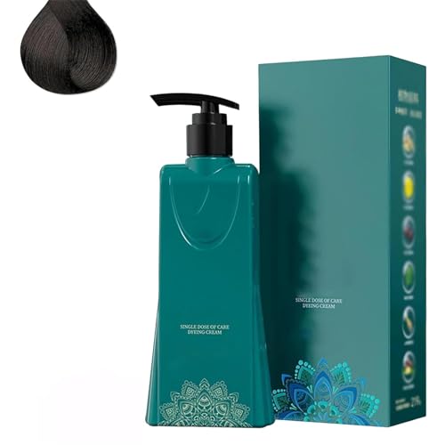 Mild Formula Long Lasting Hair Dye Set, Plant-Based Hair Coloring Cream, Single Agent Floral Dye, Natural Hair Color Shampoo for Gray Coverage, Quick-Acting, Easy to Operate (Light black)