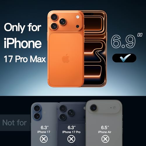 Image of JETech Magnetic Case for iPhone 17 Pro Max 6.9-Inch Compatible with MagSafe, Shockproof Phone Bumper Cover, Anti-Scratch Clear Back (Orange)
