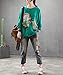 YESNO Women Casual Loose Printed Sweatshirt Plus Size Pullover Tops Crew Neck Long Sleeve WX7 (M, EG7 Green)