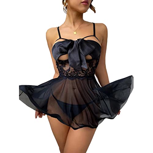 Chemise de nuit sexy en dentelle érotique avec bretelles réglables et pinces amovibles