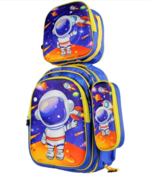 Kit Mochila Infantil Escolar 3D LED com Estojo e Lancheira Térmica - Mochila Grande com Divisórias Internas, Alças Confortáveis, Ideal para Volta às Aulas com Estilo