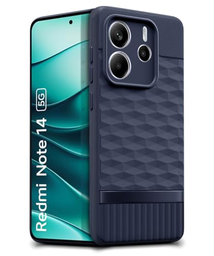 Image of WOW IMAGINE Back Cover for Redmi Note 14 SE 5G | Redmi Note 14 5G with Hexa Cube Design | Ultra Slim Soft | Inner Velvet Fabric | Matte Silicone Flexible Mobile Case | Camera Protection - Blue