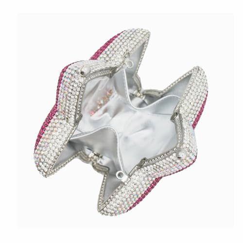 Image of Women Rhinestone Star Shape Clutch Purse Unique Crystal Evening Bag Luxury Chain Handbag for Wedding Cocktail Party | Rhinestone