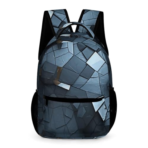 Gray Mosaic Backpack for Travel, Ultra Durable Small Bookbag Lightweight Daypack for Women Men