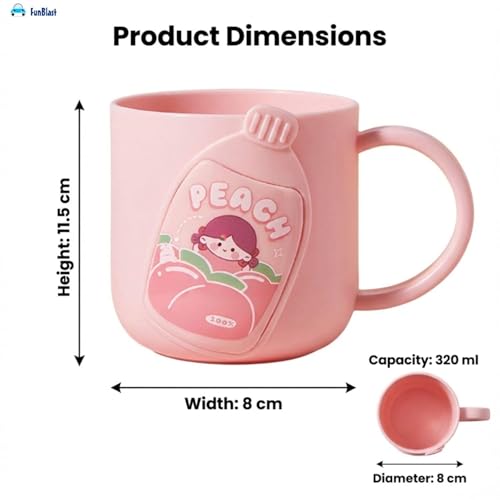 Image of FunBlast Milk Mug for Kids - 320 Ml; Unbreakable Mug for Kids, Milk Mugs for Kids Unbreakable - Milk Drinking Cup for Kids (Pink)