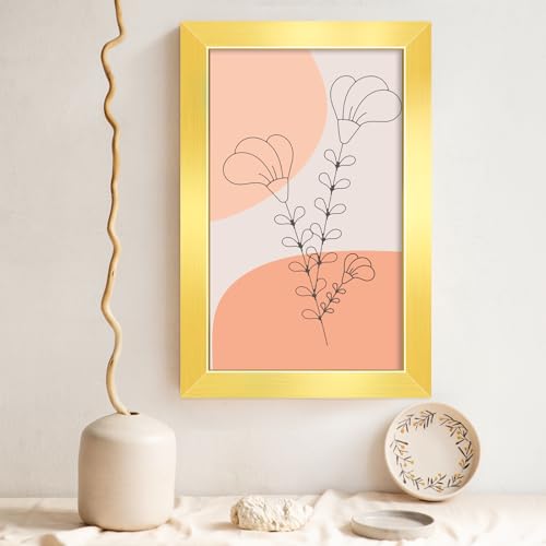 LaVie Home 4x6 Picture Frame for Wall Display, 4x6 Gold Picture Frame with HD Plexiglas, 4 x 6 Matted Frame 1 Pack, Display Frame for Vertical or Horizontal, Classic Collection