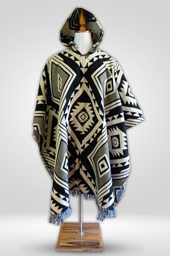 Alpaca Hooded Poncho Handmade in Ecuador. Lightweight and Soft2