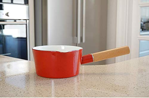 HUSHUN Pentolino da Latte con Rivestimento in Ceramica Antiaderente Compatibile con fornelli a induzione-15cm rosa