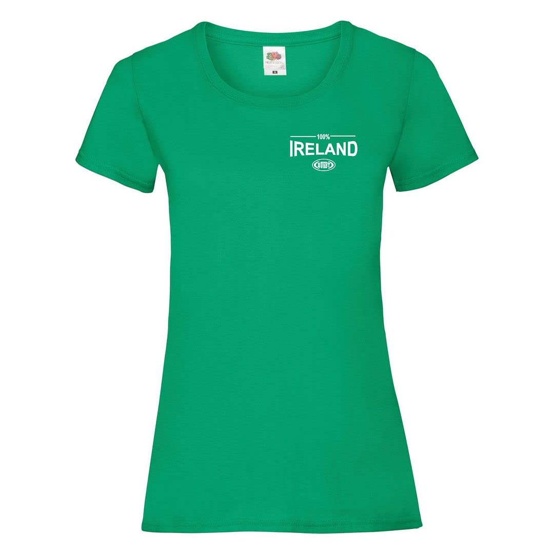 Cyclops Print Women's Green 100% Ireland Six Nation Rugby Badge T-Shirt 12/14