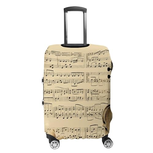 Music Notes Luggage Cover, Elastic Luggage Protector Fits 19-32in Suitcases, Washable & Anti-Scratch Suitcase Cover for Men Women L4