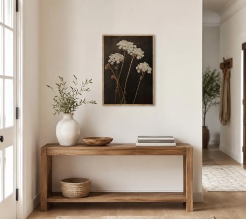 Vintage Canvas Wall Art White Flowers Wall Decor Landscape Country Wildflowers Painting Farmhouse Picture Modern Print Rustic Floral Prints Living Room Bedroom Bathroom 12x16 Inch Framed by Mrtree - Used condition - Image 3