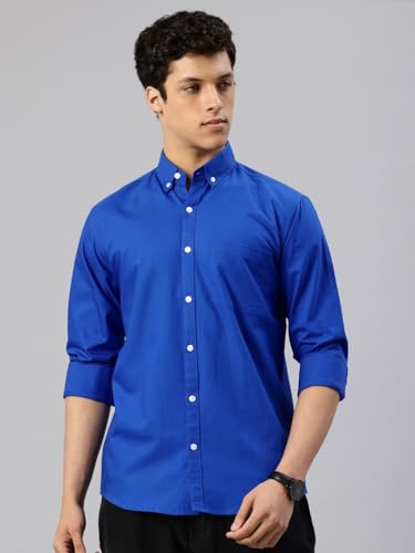 Image of Majestic Man Men's Solid Pure Cotton Casual Shirt - Slim Fit | Full Sleeves | Soft & Breathable Fabric