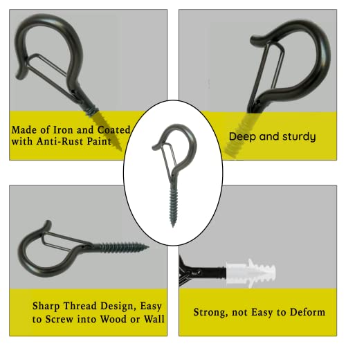 UNROVE Screw Hooks for Hanging Plants, 12 PCS Q Hanger Hooks Outdoor, Screw in Hooks for Wood - Image 4