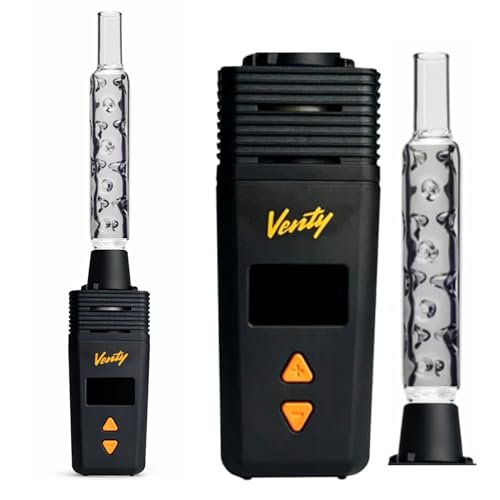 3D Glass Dimpled Cooling Stem for Venty Mouthpiece Compatible with Venty - Long Glass Replacement Accessories with Silicone Attachment and Stainless Steel Screen
