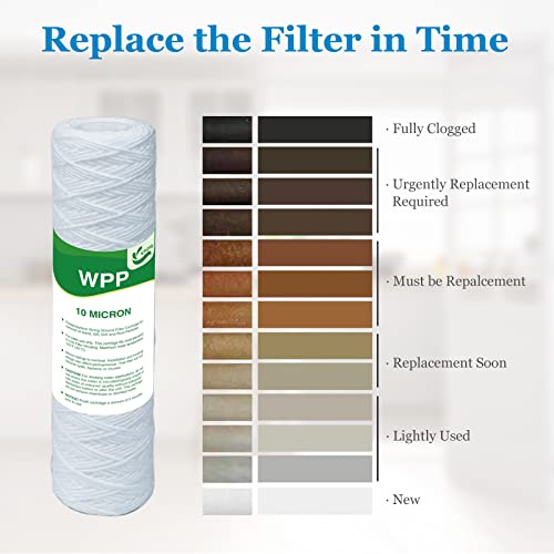 Vegebe 10 Micron String Wound Whole House Water Filter 10" X 2.5", 10-Inch Universal Sediment Pre-Filters For Well Water, Replacement Cartridge For Fxwsc, Cw-F, Cw-Mf, 1Ss, W5W, Ao-Wh-Pre-R2, 6-Pack #TOP5
