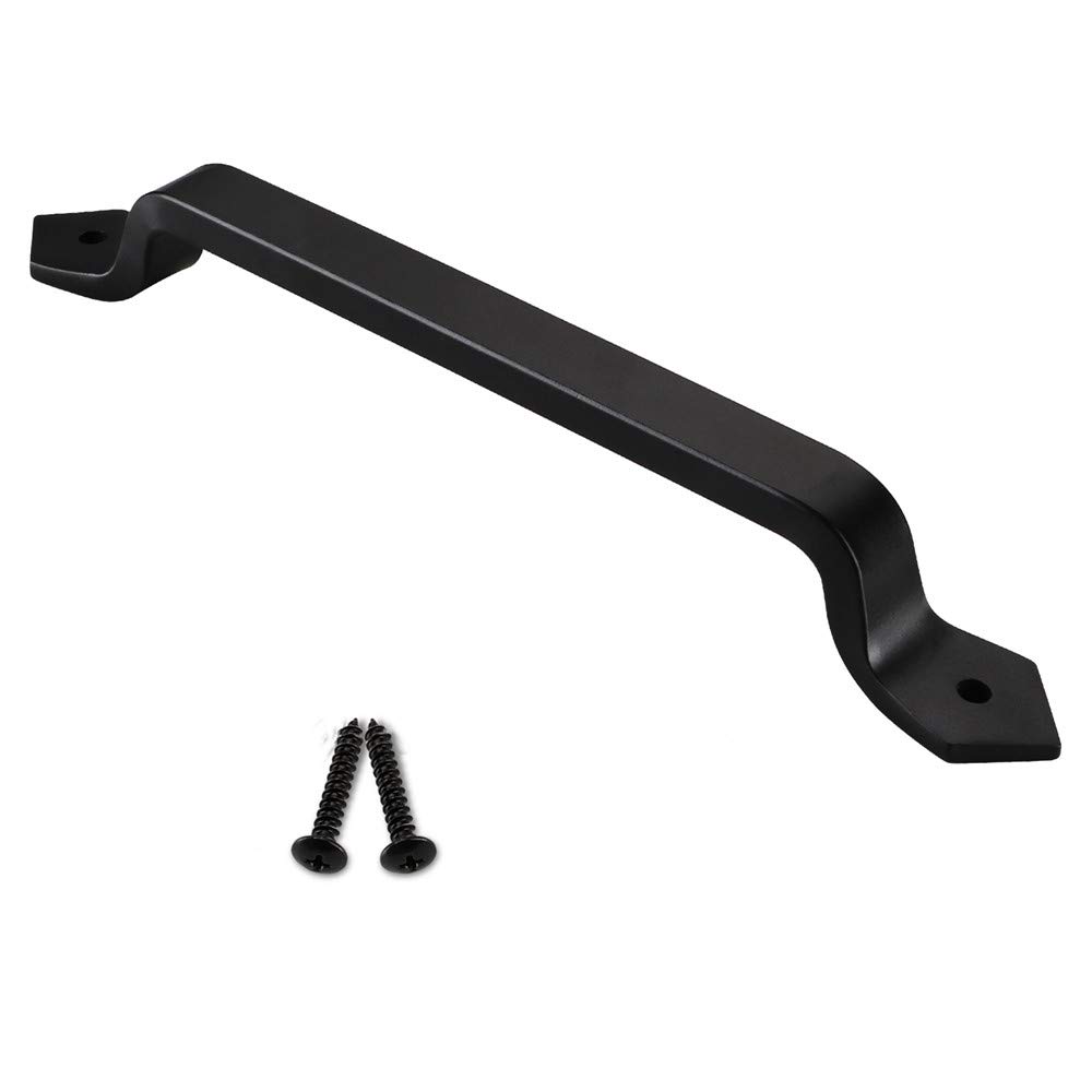 9" Diamond Curved Cast Iron Barn Door Handle, Black Gate Pull