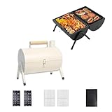 Doppelseitiger Grill, Edelstahl, leicht, kompakt, faltbar, tragbar, Holzkohlegrill, ideal für Camping und Festivals