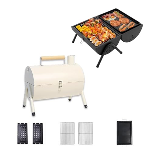 Barbacoa portátil de carbón de Acero Inoxidable, Ligera, compacta y Plegable, de Doble Cara, Ideal para Camping, picnics y Festivales.