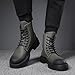 WVBVLO Men'S Leather Platform Lace-Up Combat Boots Fashion Round Toe Side Zip Chunky Lug Sole Non-Slip High Top Motorcycle Boots Comfort Waterproof Casual Biker Ankle Booties (Light green velvet,10)