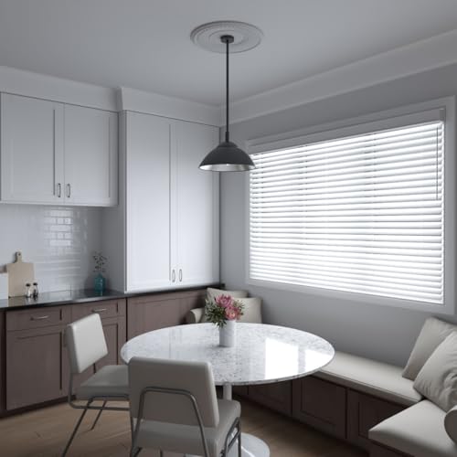 Image of Ekena Millwork CMP19BEGBW Berkshire Thermoformed PVC Ceiling Medallion (Fits Canopies up to 8 3 /8 inch), 19 inchOD x 3 1 /2 inchID x 1 inchP, UltraCover Satin Blossom White