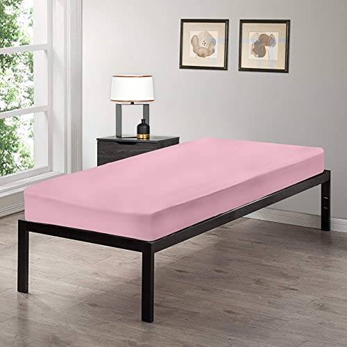 Image of Gilbins Cot Size 30 inch x 75 inch Fitted Sheet, Made of Cotton, Perfect for Camp Bunk Beds /RVs /Guest Beds Pink