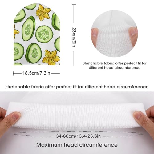 Cartoon Cucumber and Flower Pattern Kids Beanie Hat for for Girls Boys Children Cap Winter Knitted Chemo Cancer Headwear Accessories Gifts Decoration Black2