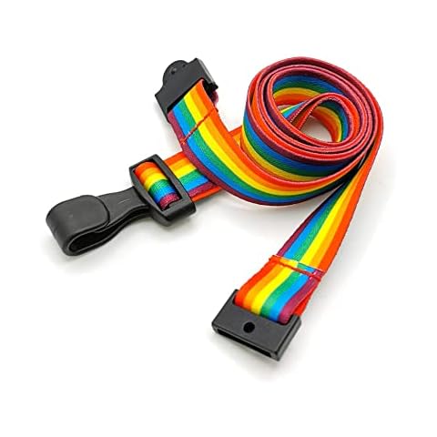 1 x Rainbow Lanyard | Funky Rainbow Lanyard with Quick Pull Safety Release and Plastic J Clip | RPET Recycled Material | Multicoloured Rainbow Lanyards Cover