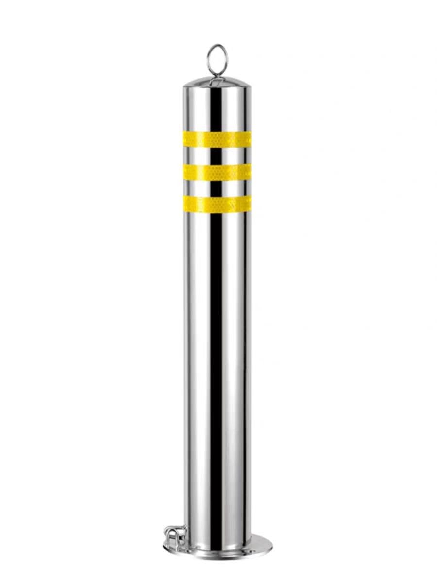 LWJSOCP Stainless Steel Traffic Bollards – Highly Visible Driveway Barriers with Reflective Stripes for Traffic Control (4 Pack, 39.3 Inches)
