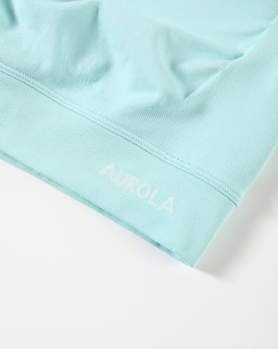 Image of AUROLA Influence Women Crop Top Short Sleeve Compression Workout T-Shirt | Raglan Short Sleeve Crop Top, High-Stretch Seamless Knit, Stay-Put Ribbed Underband, Soft Breathable Comfort
