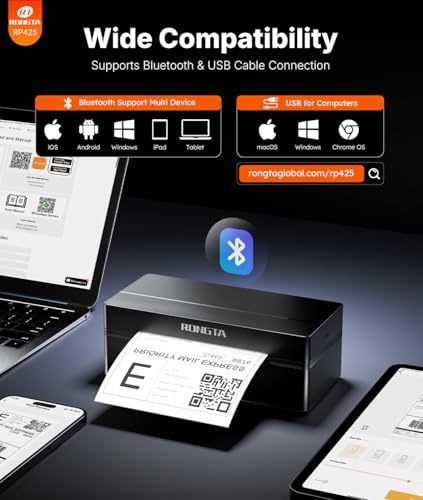 Rongta Bluetooth Shipping Label Printer, Wireless 4x6 Thermal Label Printer for Shipping Packages, Support Android, iPhone, Widely Used for Amazon, Shopify, Etsy, UPS, Black image 6