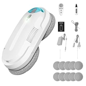 HIXZAP fensterputzroboter mit bidirektionalem ultraschall-zerstäubungs-wa... und 85ml-wassertank – fensterroboter mit starker saugkraft und luftdrucksensor für gründliche Reinigung Bildschirm